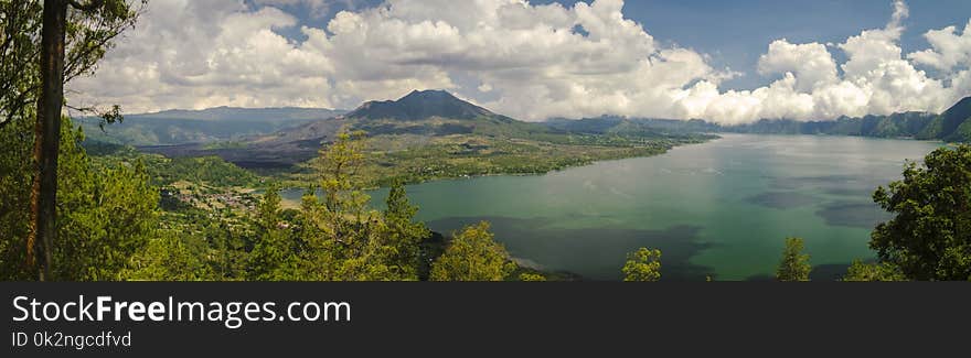 Panorama of Mount Batur Volcano in Kintamani, Bali, Indonesia.