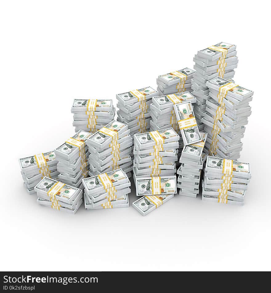 3d Rendering Lots Of Packs Of US Dollars