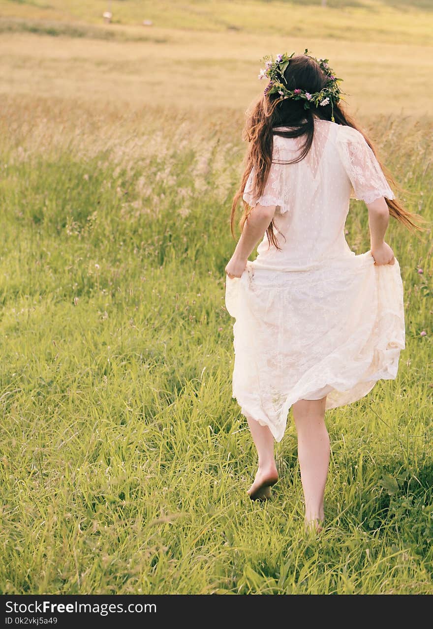 Woman Wearing White Floral Dress