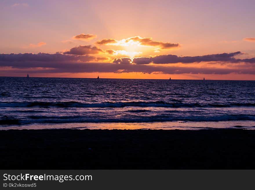 Beach Side Photo during Sunset