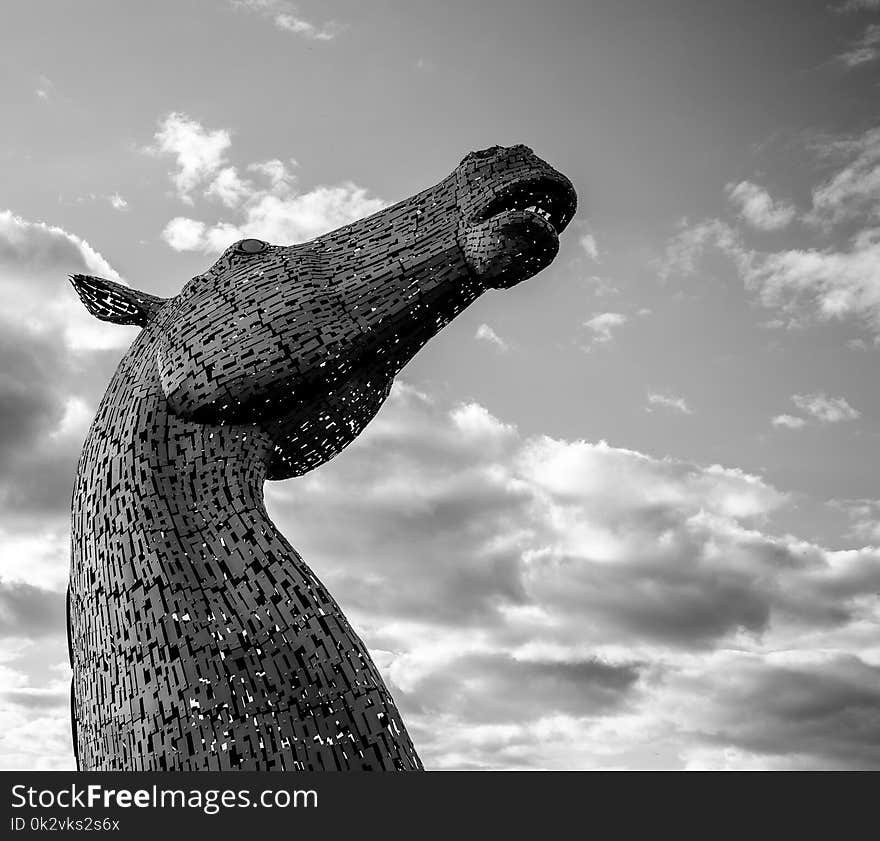 Grayscale Photography of the Kelpies