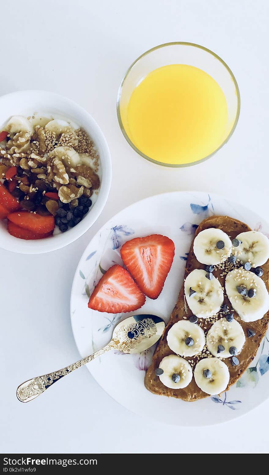 Flatlay Photography of Bread and Fruits