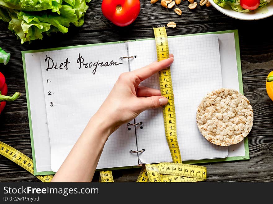 Concept diet, slimming plan with vegetables top view mock up