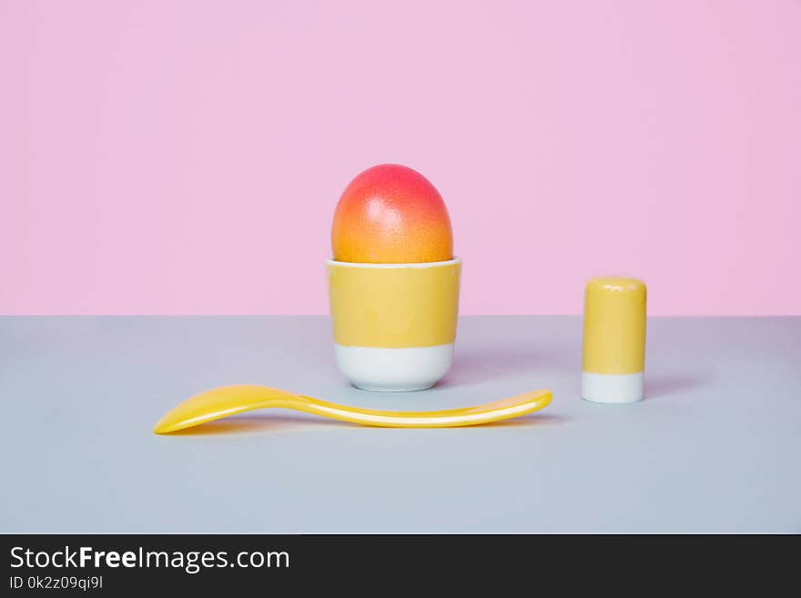 Easter egg on pastel background.