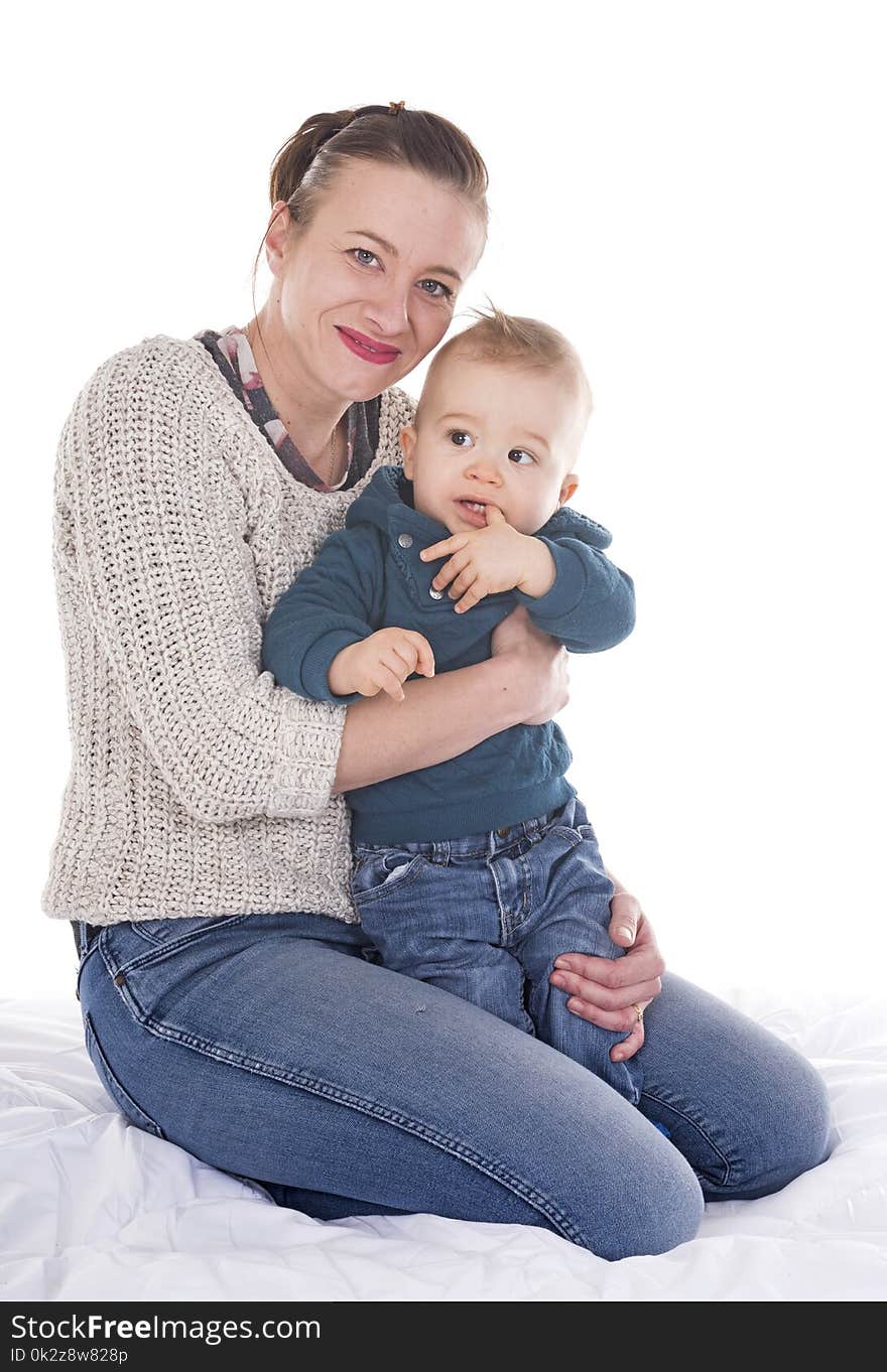 Human baby in front of white background. Human baby in front of white background