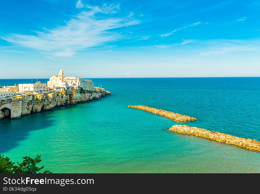 View of Vieste old town in Apulia region, south Italy. View of Vieste old town in Apulia region, south Italy