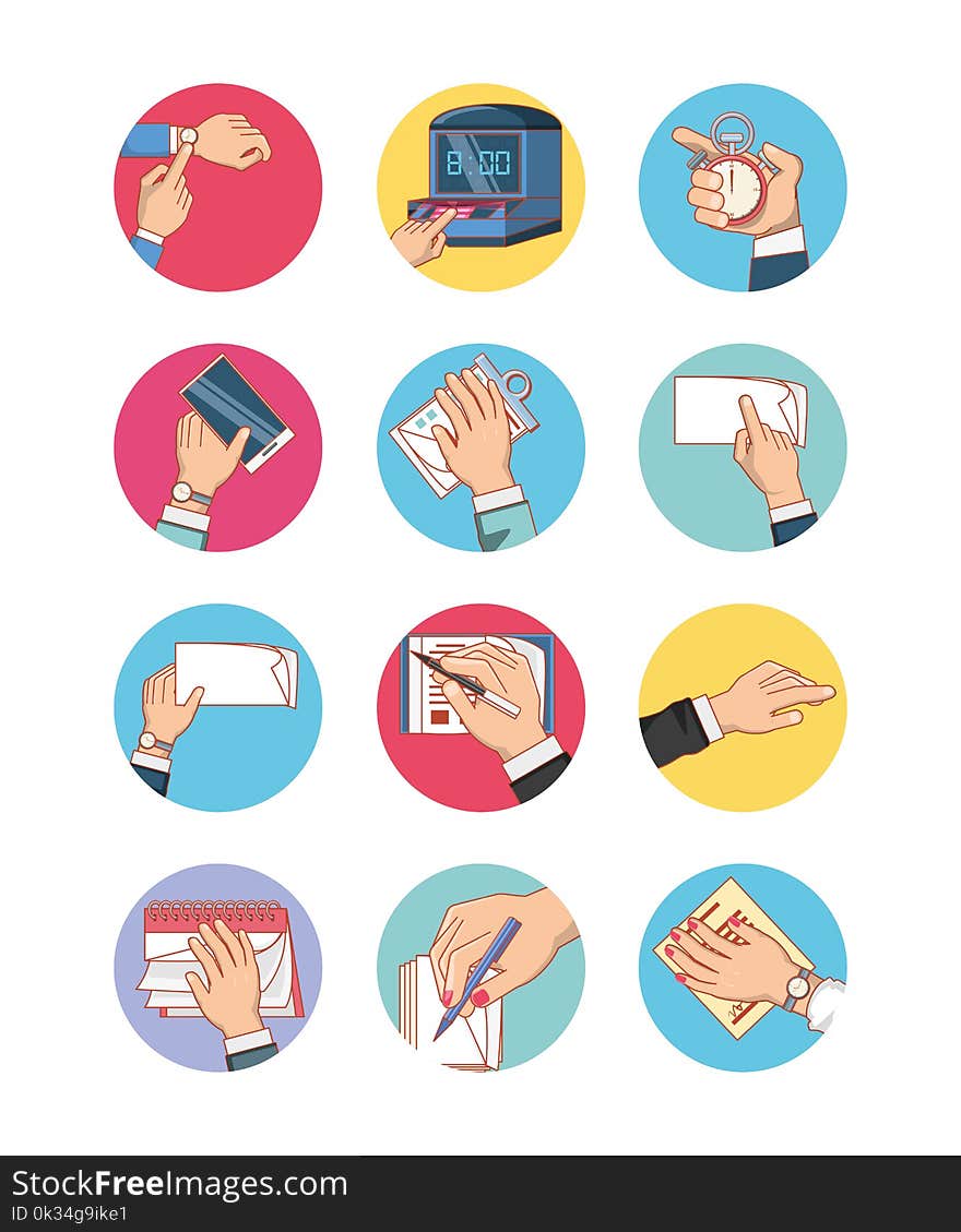 Work time elements icons vector illustration design