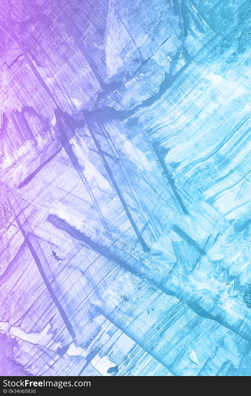 Abstract hand drawn violet and blue watercolor background, raster illustration