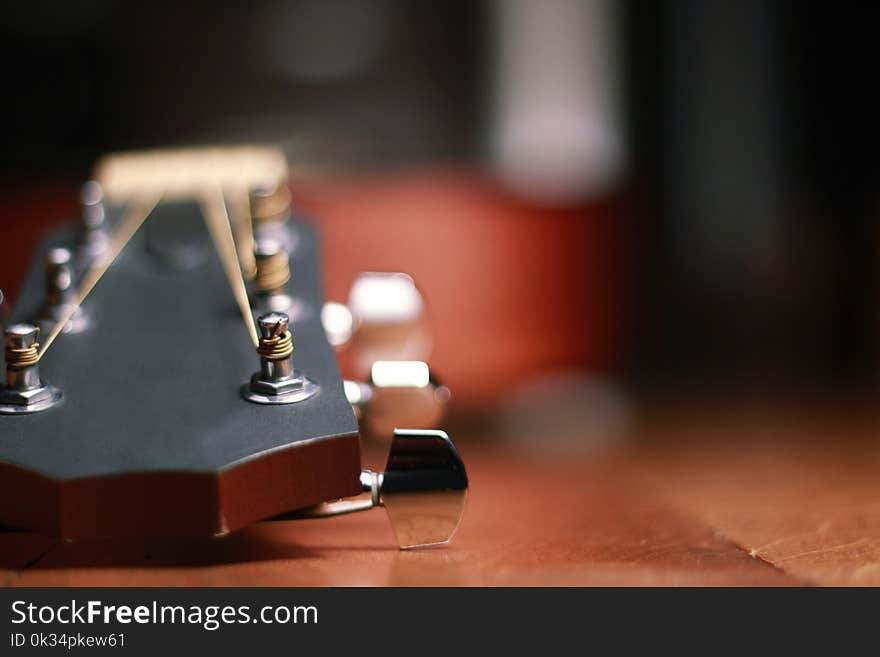 Macro of a professional Acoustic Guitar