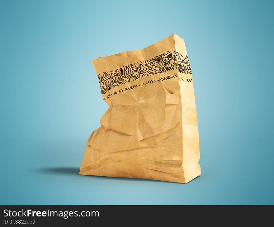 Large paper bag for a supermarket at the bottom left 3d render o