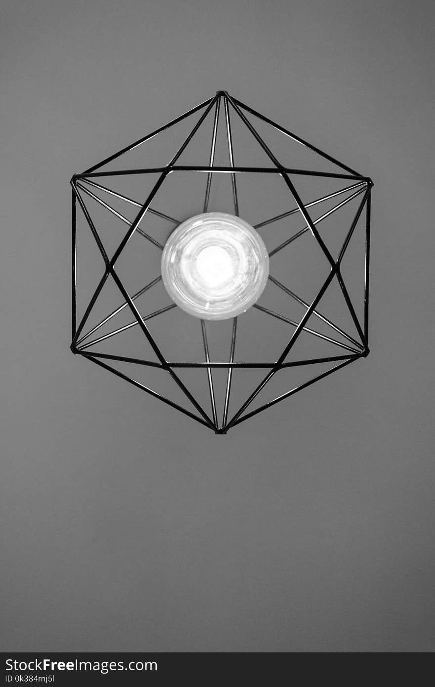 Black Metal Framed Pendant Lamp Turned-on