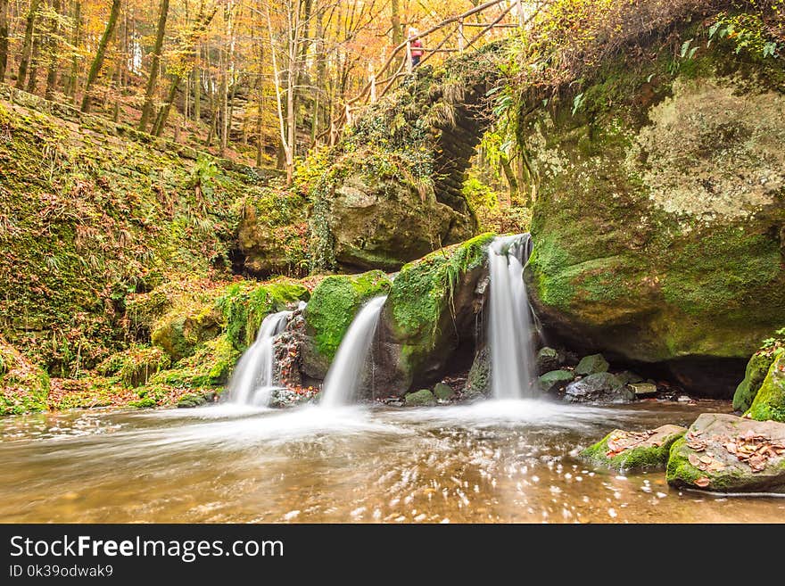 Beautiful falls in Mullerthal region of Luxembourg known as Schiessentümpel waterfall