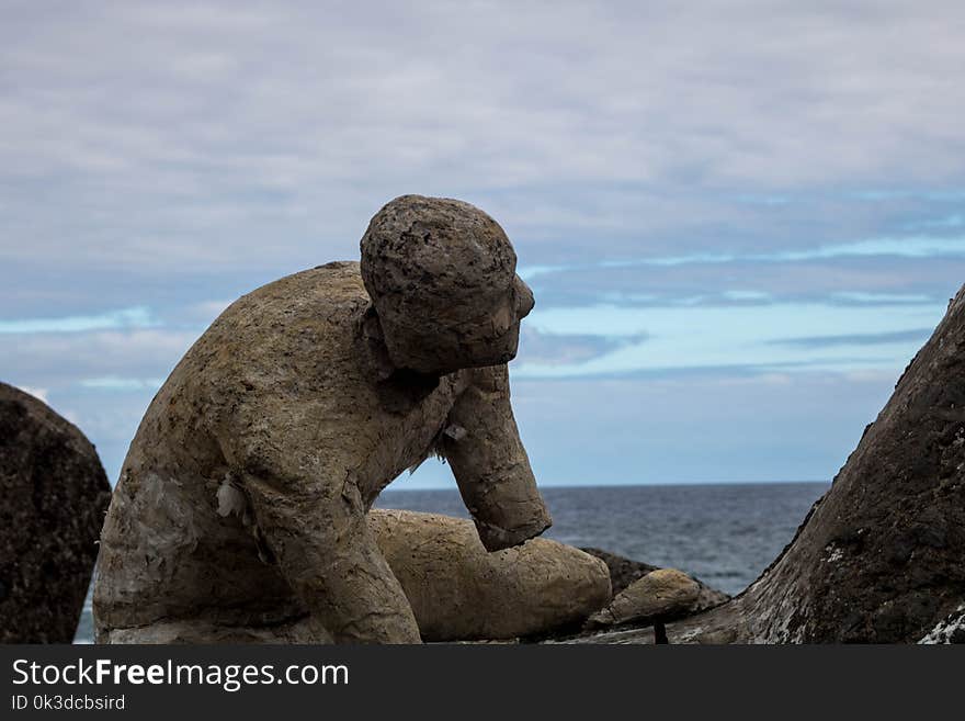 Rock, Sculpture, Sky, Statue