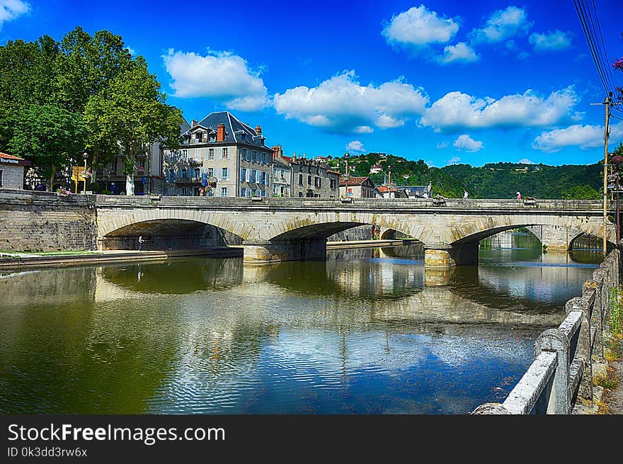 Reflection, Bridge, Sky, Water