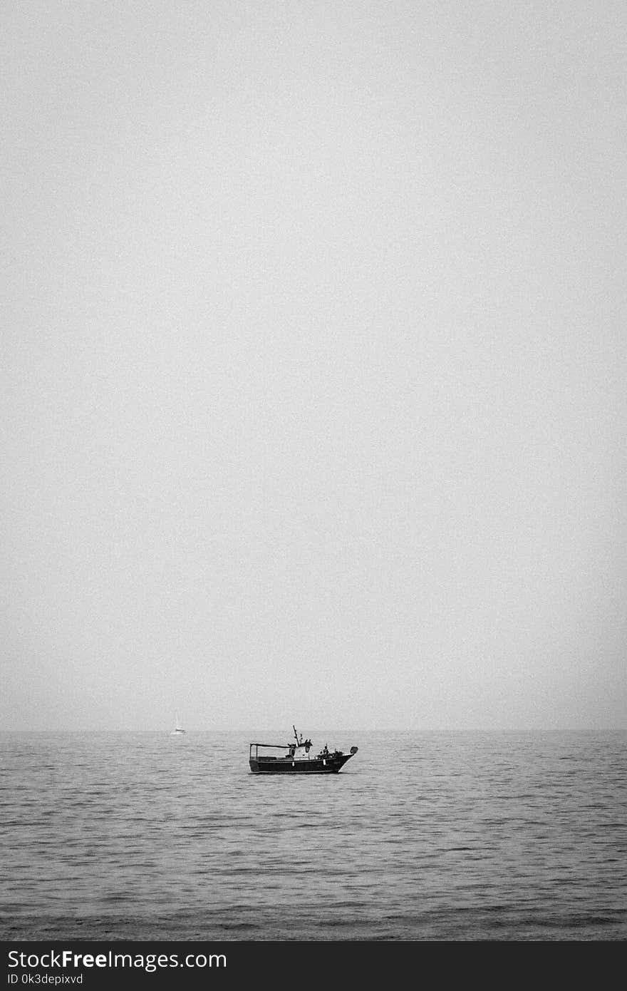 Horizon, Sea, Black And White, Calm