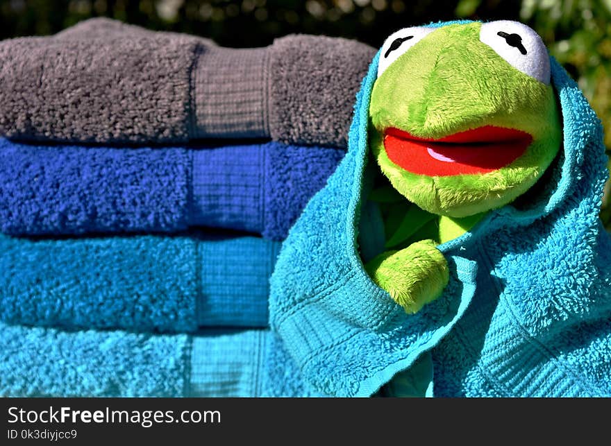 Blue, Green, Stuffed Toy, Textile