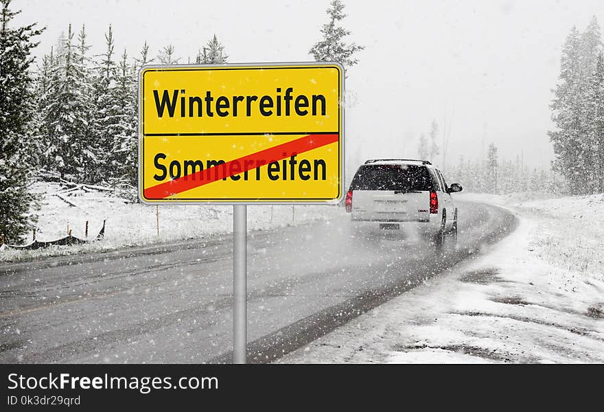 Motor Vehicle, Road, Snow, Winter