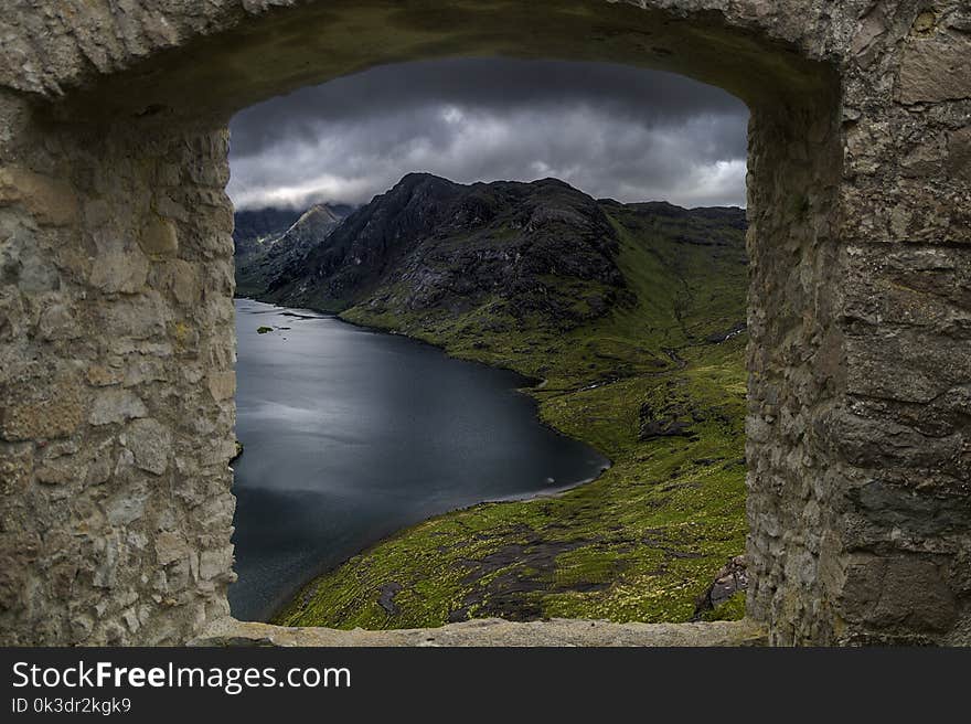 Highland, Sky, Rock, Reflection