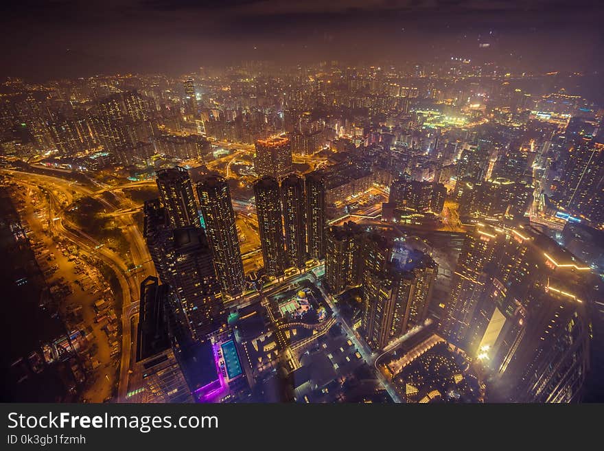 Hong Kong Skyline In The Evening Over Victoria Harbour