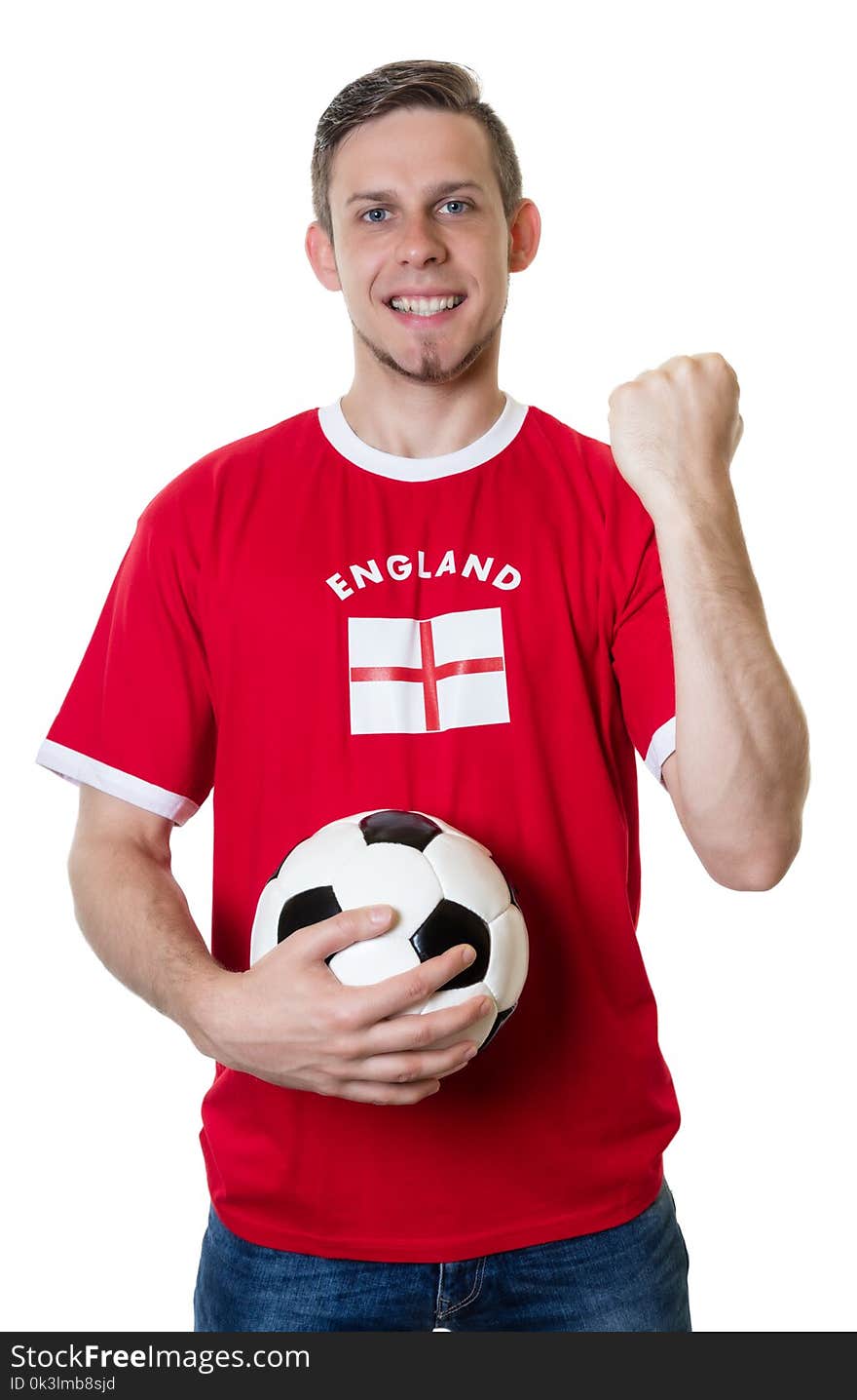 Cheering English Soccer Fan With Ball