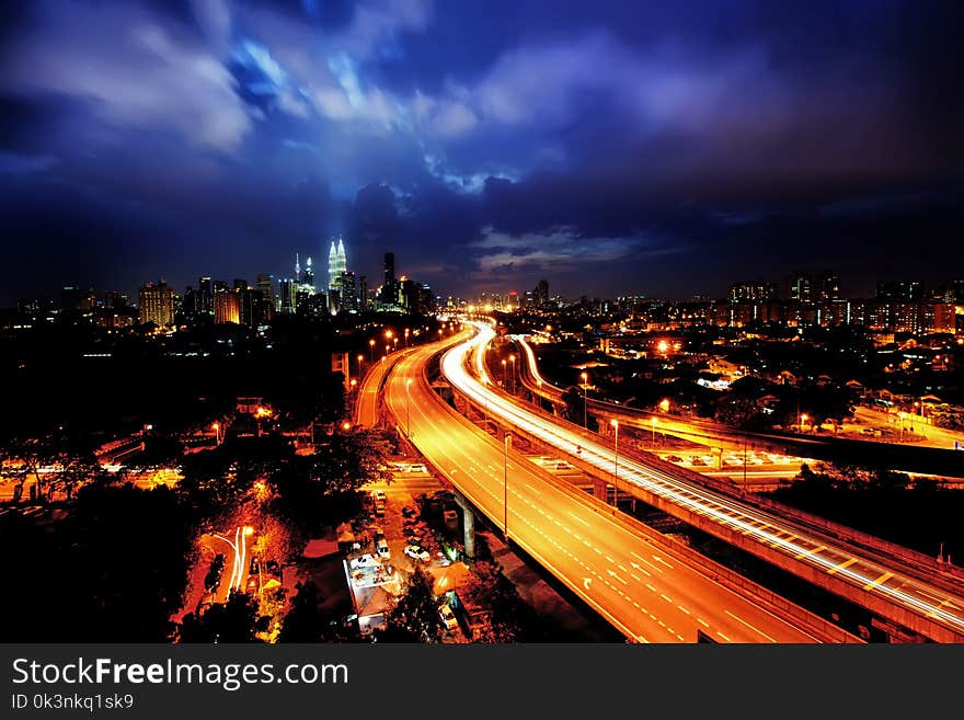 Aerial Photography of City during Night