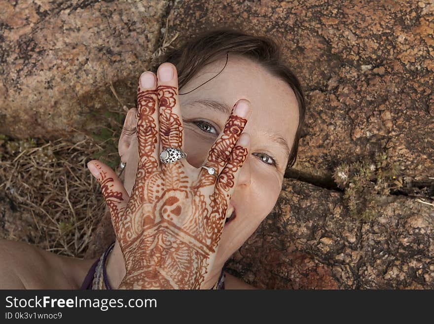 Girl Taking Selfie Laying On The Ground