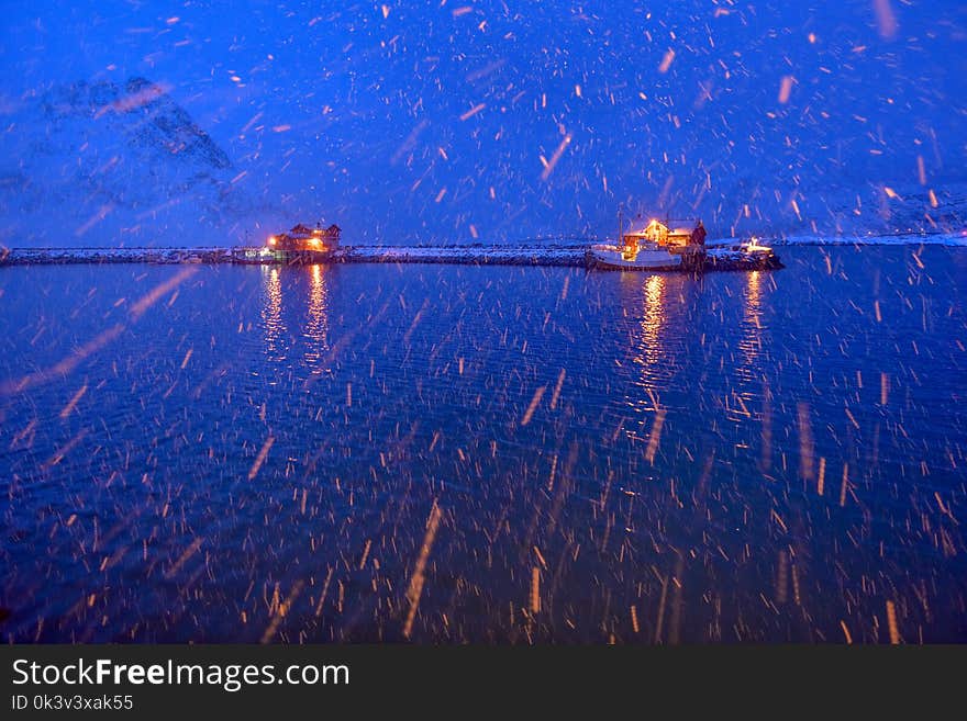 Aurora Borealis in Lofoten Archipelago , Norway in the winter time. Aurora Borealis in Lofoten Archipelago , Norway in the winter time