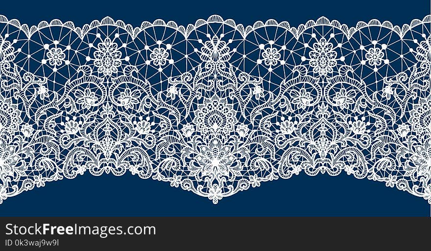 Horizontally seamless dark blue lace background with floral pattern. Horizontally seamless dark blue lace background with floral pattern