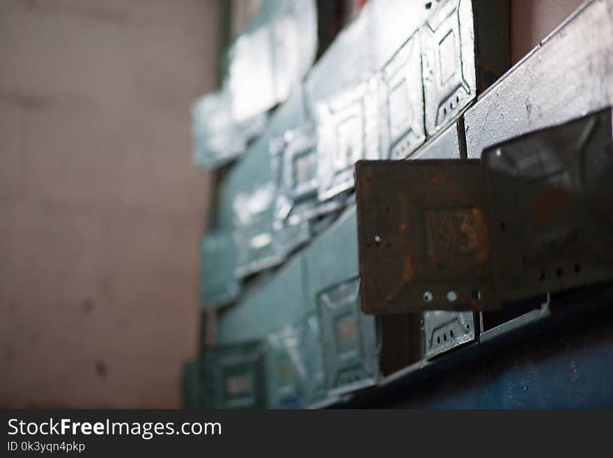 mailboxes for several apartments. Post of Russia. retro entrance. peeling paint