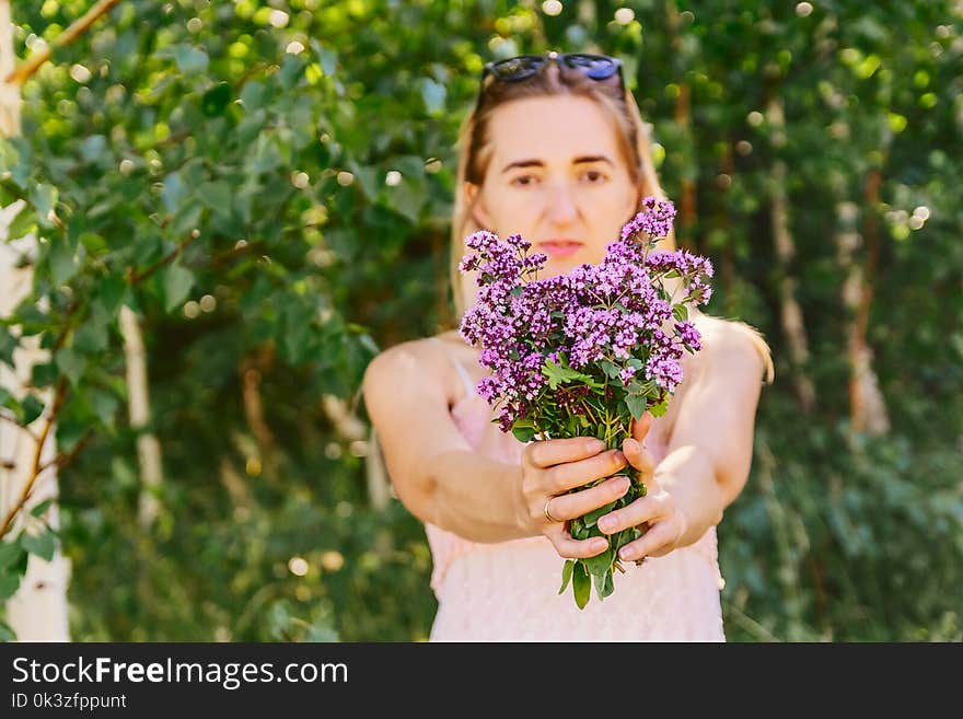 Girl With A Bouquet Of Flowers,