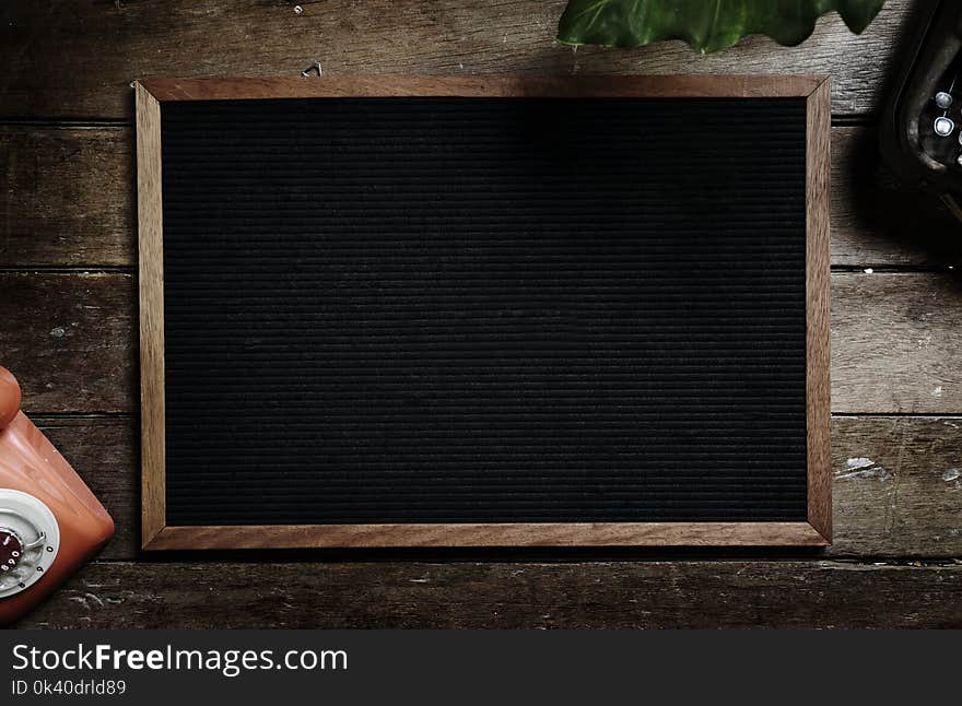 Black Chalkboard With Brown Wooden Frame