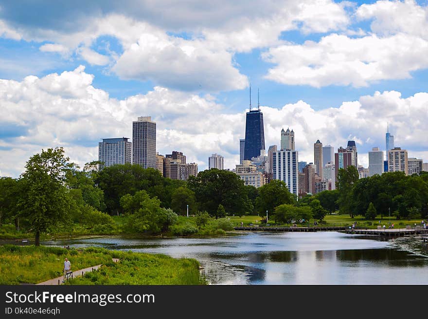 Body of Water, Forest, Then City Buildings