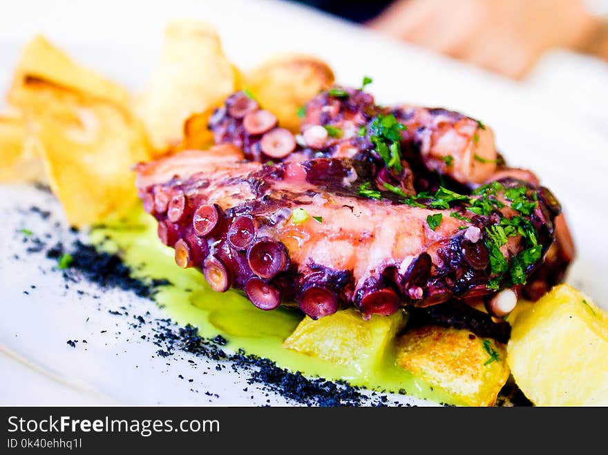 Purple and Brown Food on White Surface