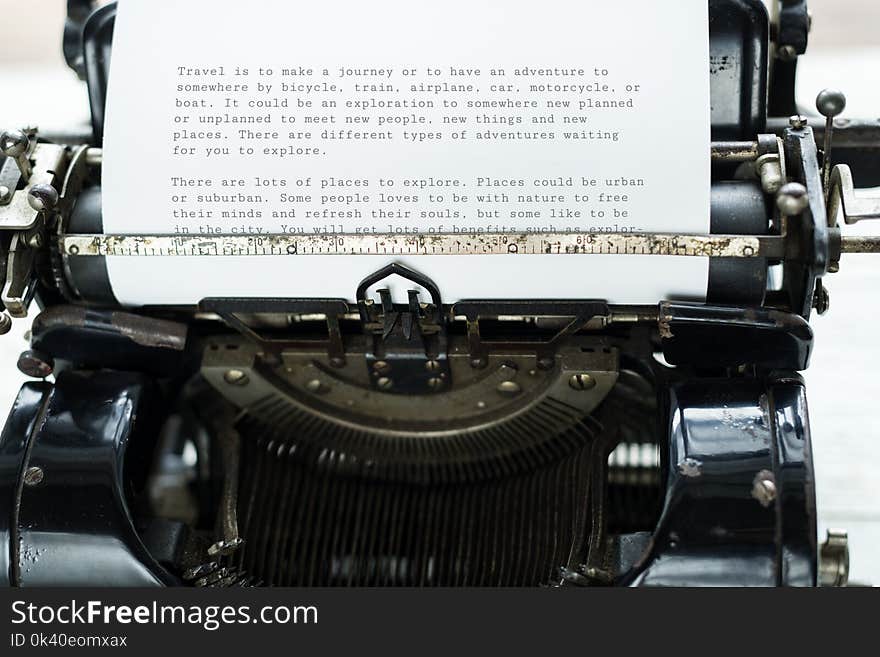 Paper Attached to Typewriter