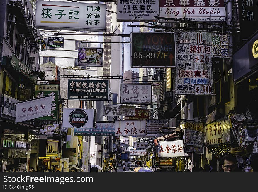 Signage Hanging on the Street