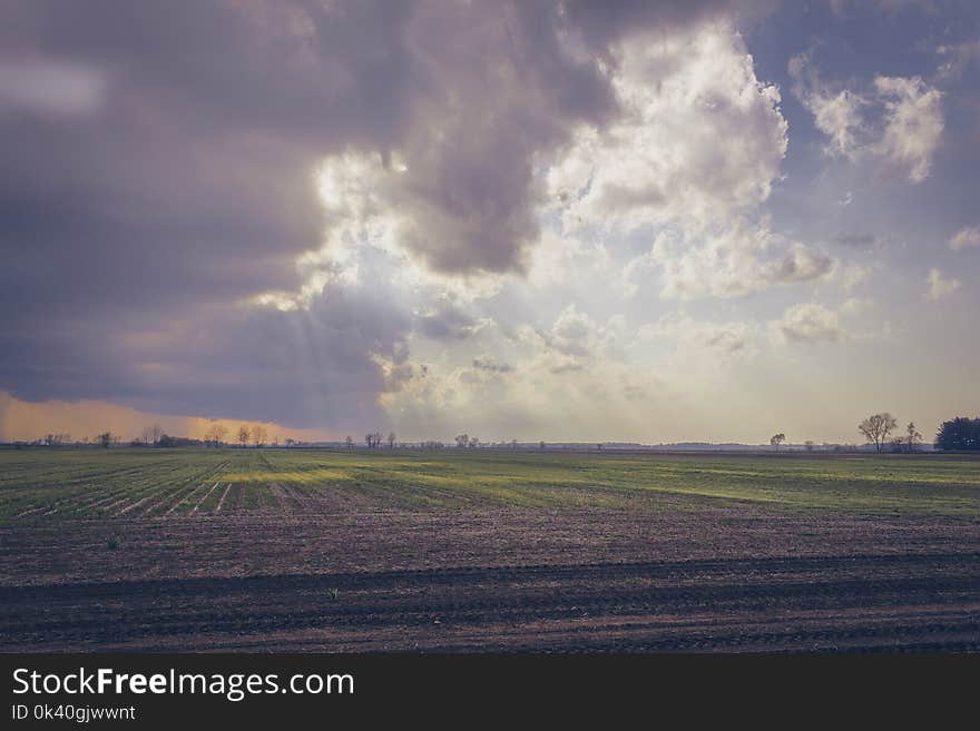 Photo of Green Field Under Cloudy Sky