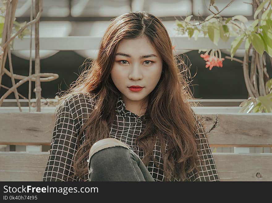 Woman Wearing Black and White Long-sleeved Shirt