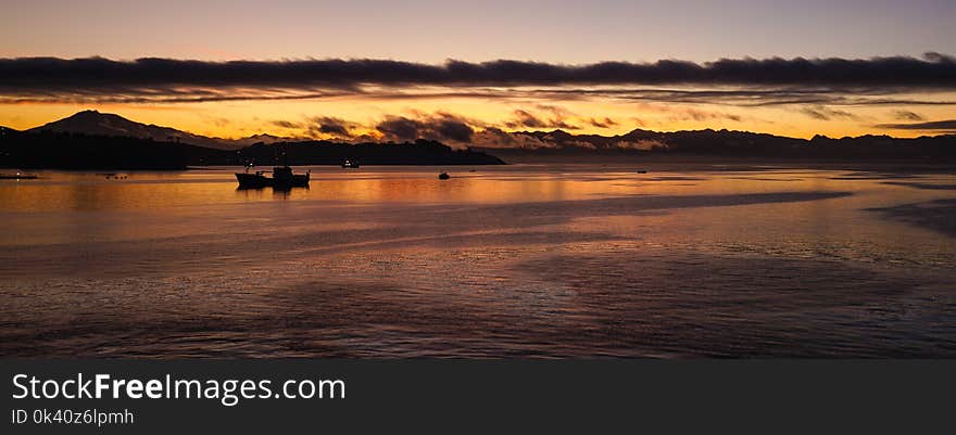 Sunrise over the ocean near Puerto Montt in Chile...