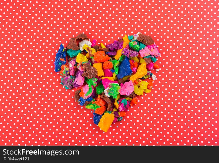 Dry Colorful Play Dough In Heart Shape