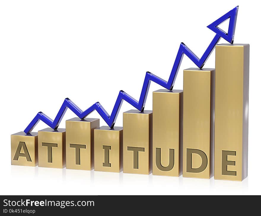 3d rendered rising attitude graph , isolated on white background