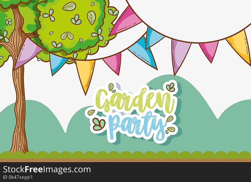 Garden party celebration cute cartoons vector illustration graphic design. Garden party celebration cute cartoons vector illustration graphic design