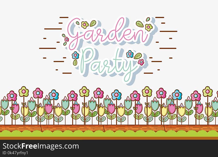 Garden party celebration cute cartoons vector illustration graphic design. Garden party celebration cute cartoons vector illustration graphic design