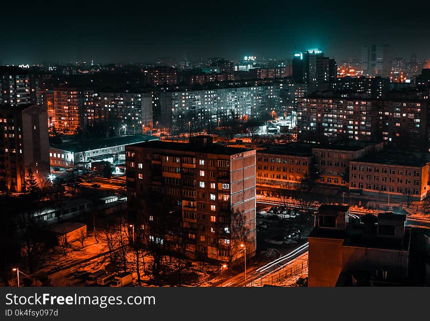 Bird&#x27;s Eye View of City During Evening