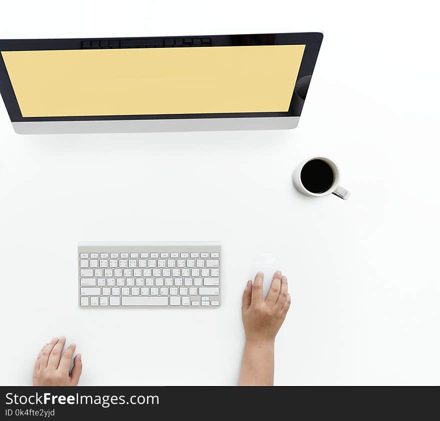 Person Using Apple Magic Mouse and Wireless Keyboard