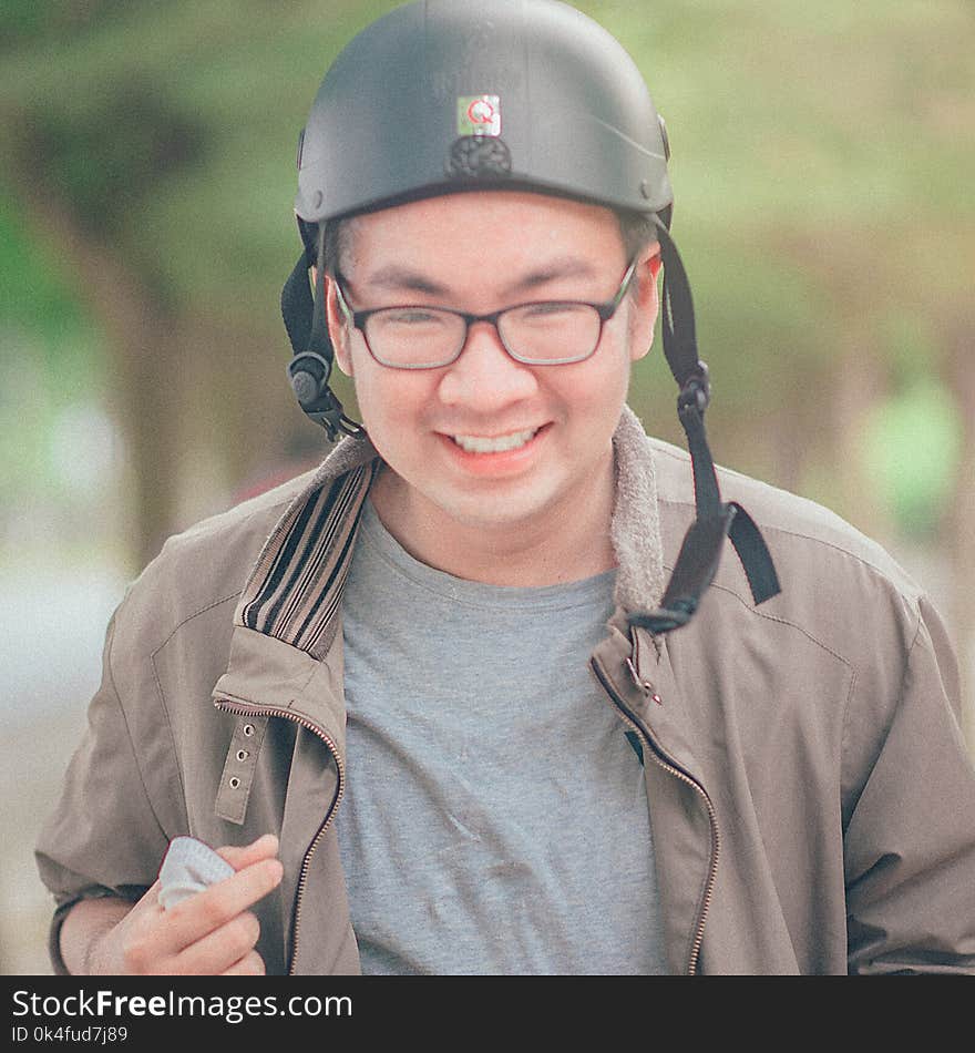 Man Wearing Black Helmet