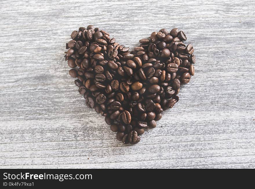 Flatlay Photo of Heart Shaped Coffee Beans