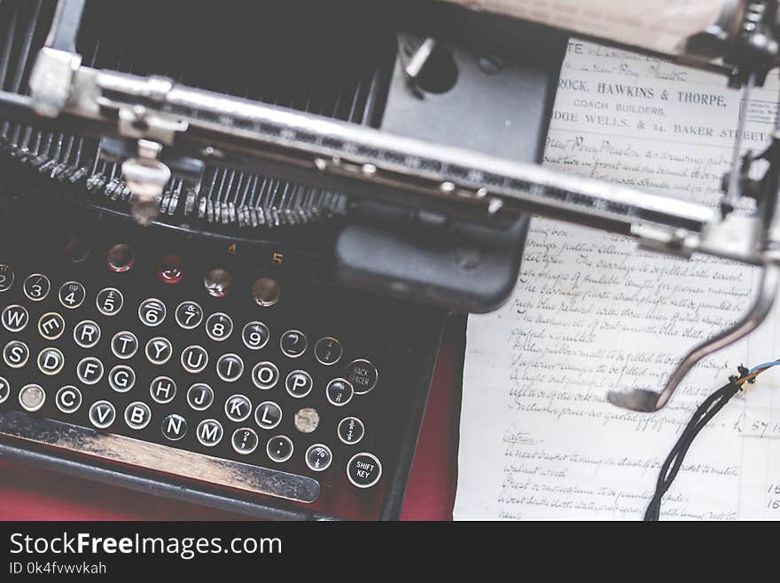 Close-up Photo of Black Typewriter