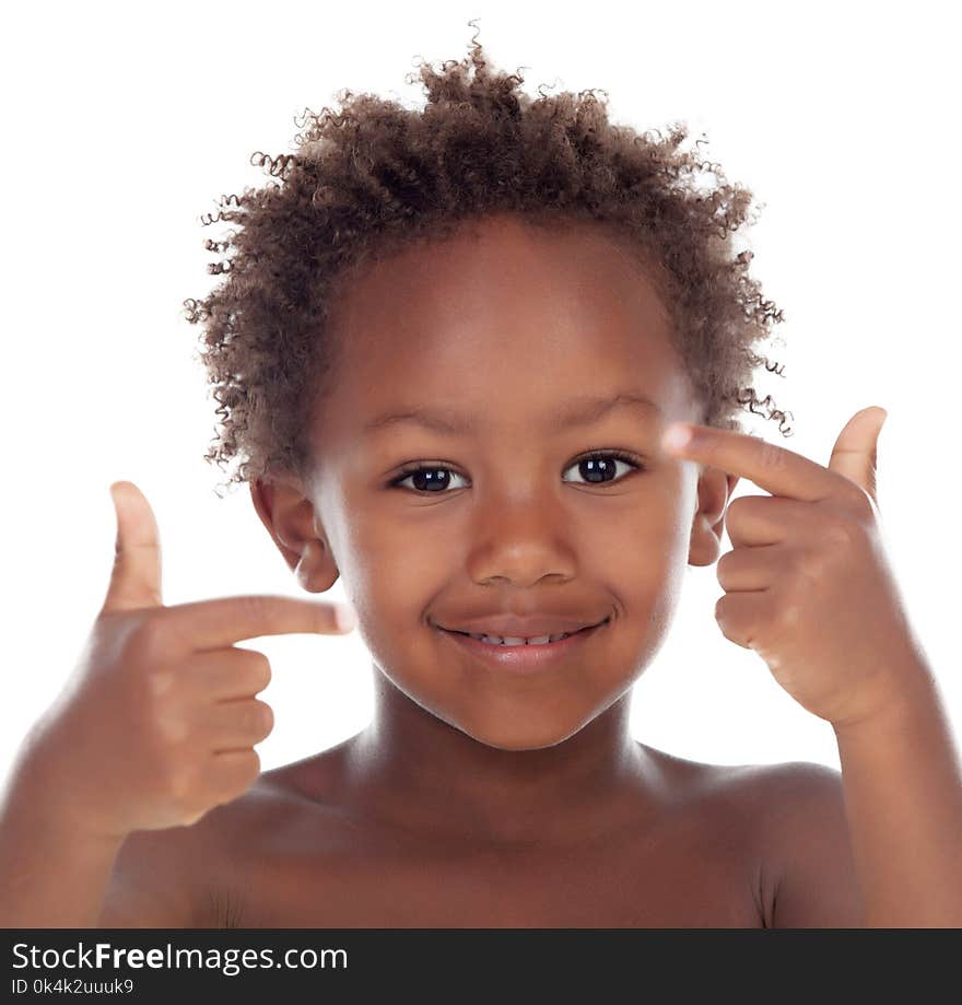 Beautiful Afro-American boy isolated on a white background