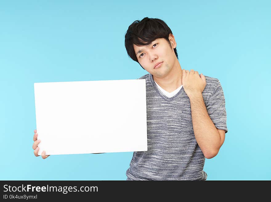 Asian man with a whiteboard. Asian man with a whiteboard