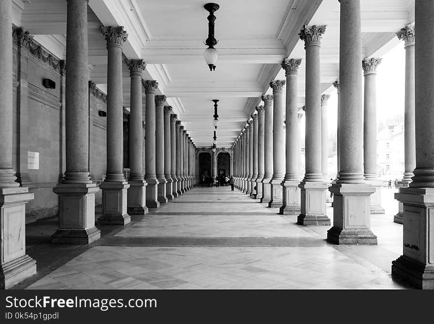 Column, White, Black And White, Structure